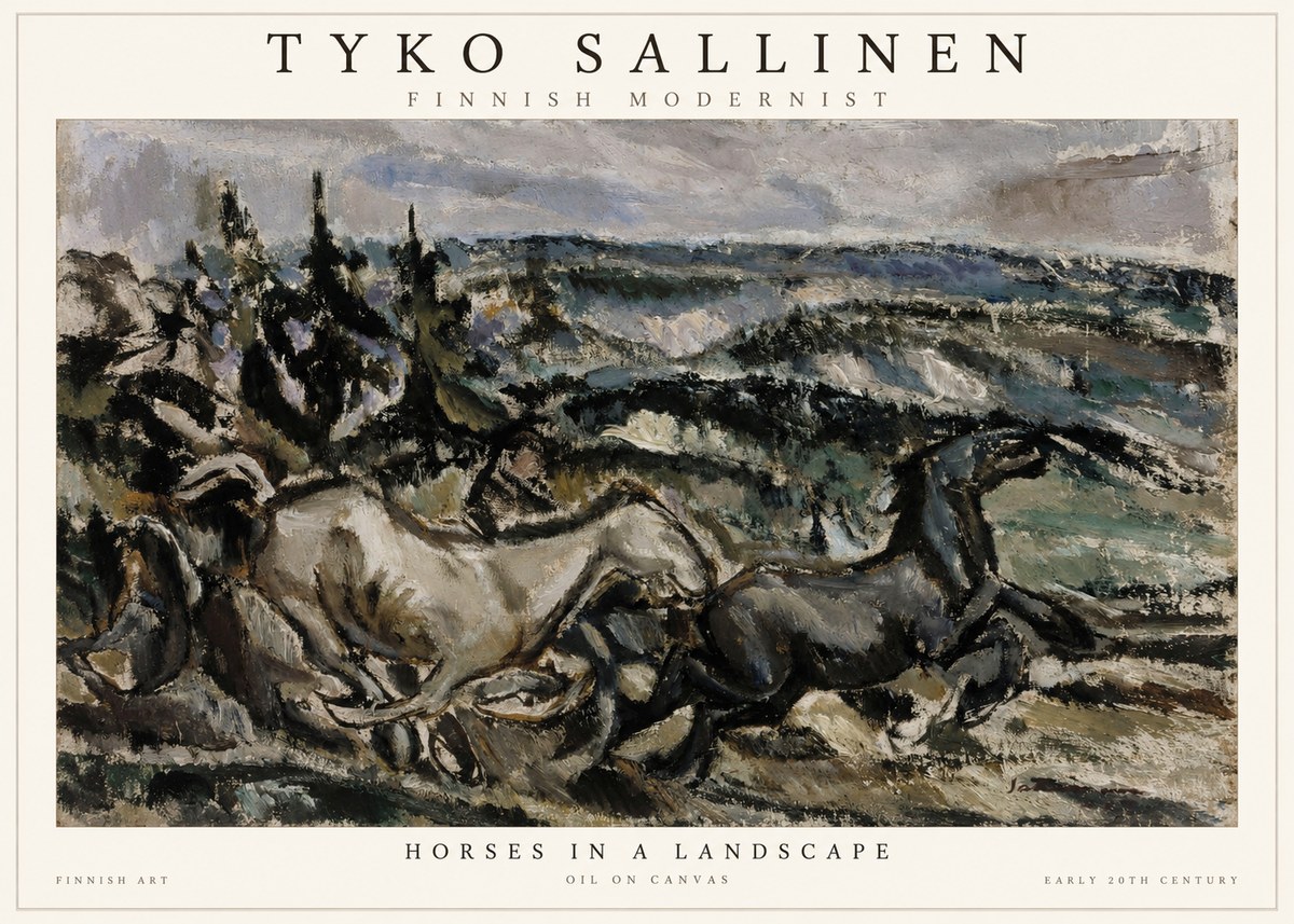 Tyko Sallinen Horses in a Landscape No1 - Poszter