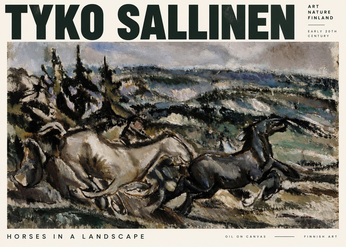 Tyko Sallinen Horses in a Landscape No2 - Poszter
