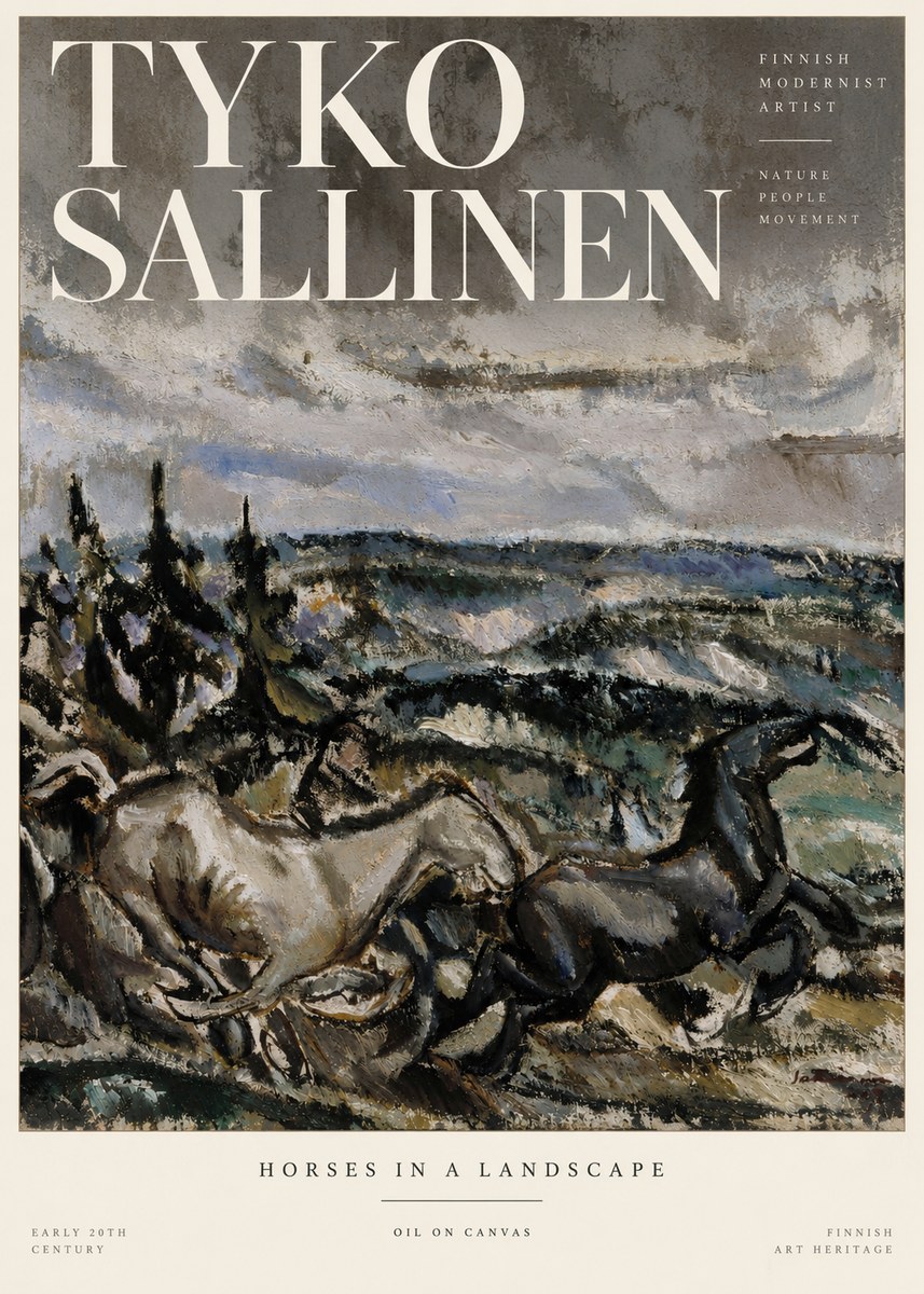 Tyko Sallinen Horses in a Landscape No3 - Poszter