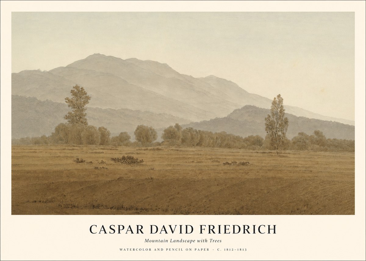 Caspar David Friedrich Mountain Landscape with Trees No1 - Poszter
