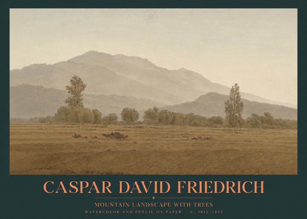 Caspar David Friedrich Mountain Landscape with Trees No2 - Poszter