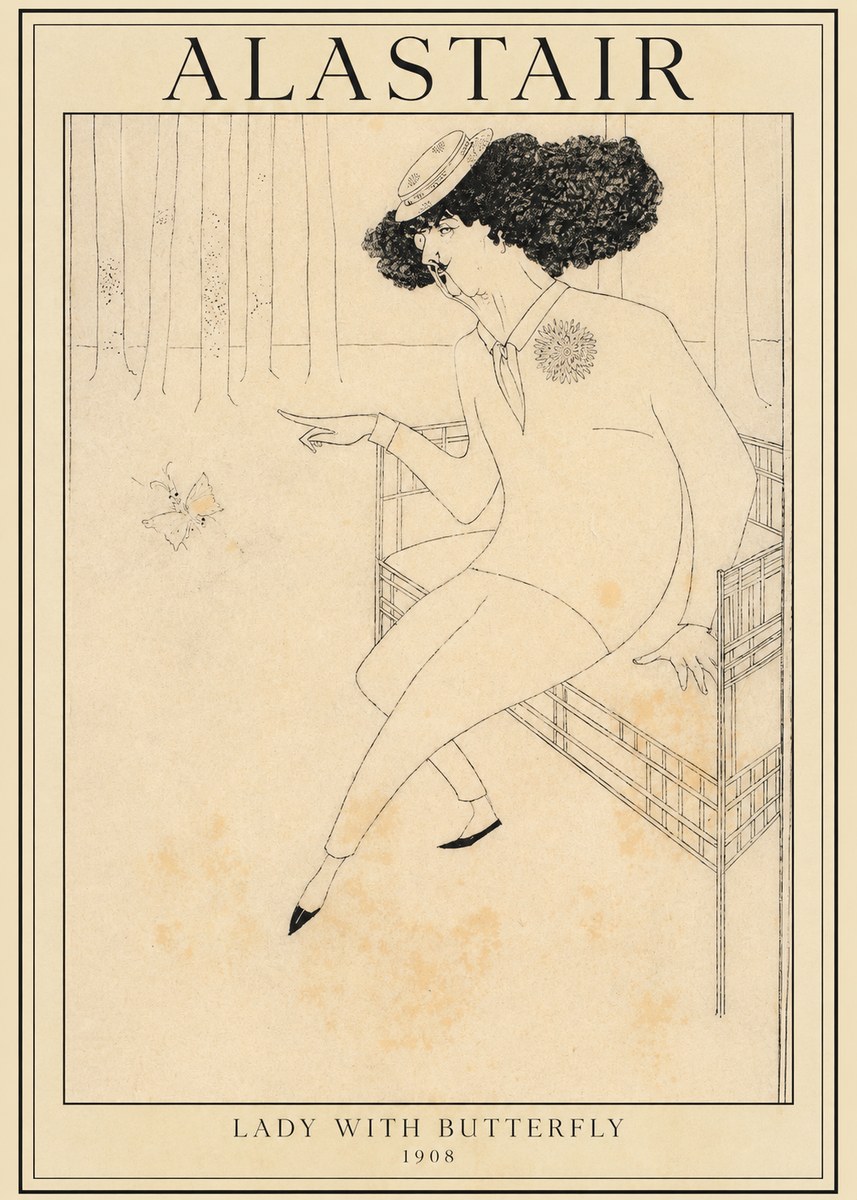 Alastair Lady with Butterfly No1 - Poszter