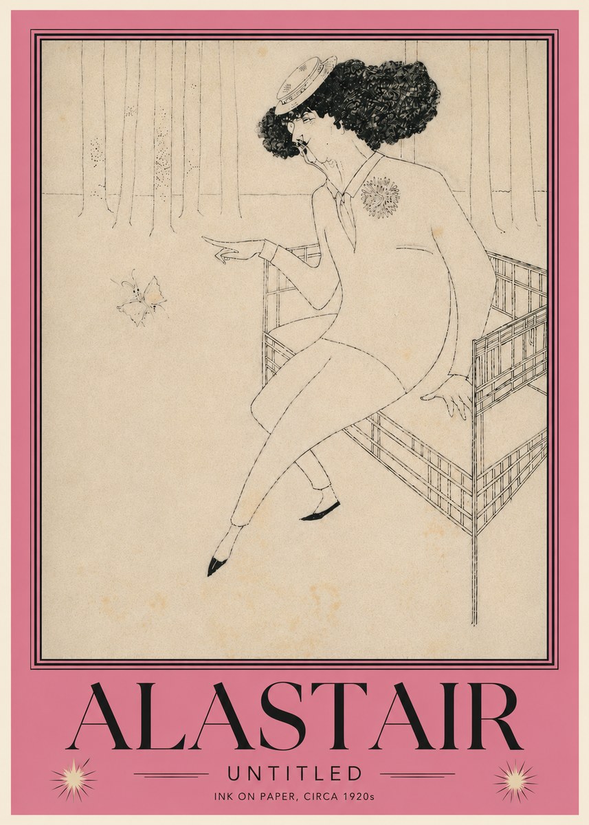 Alastair Lady with Butterfly No6 - Poszter
