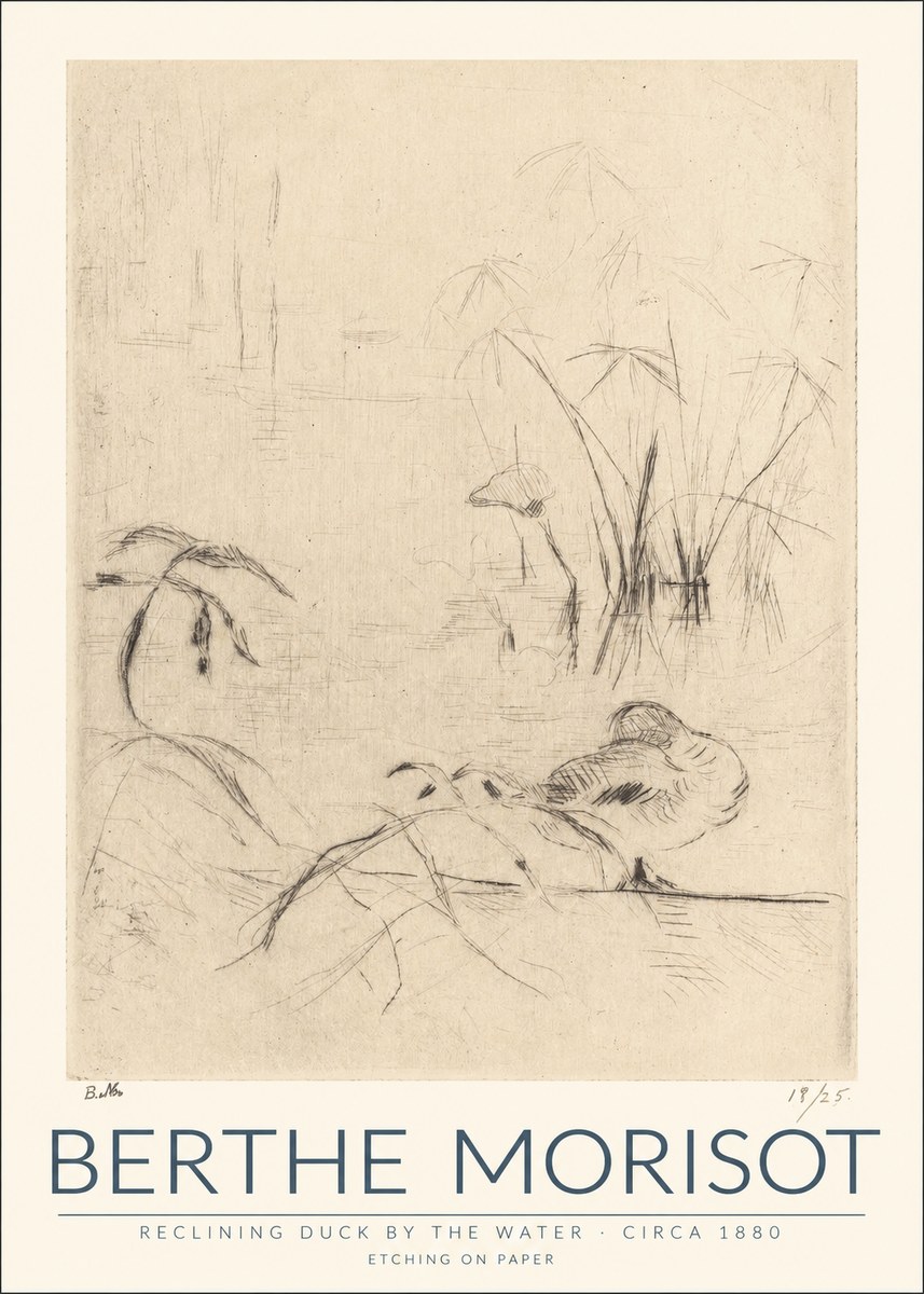 Berthe Morisot Reclining Duck by the Water No1 - Poszter