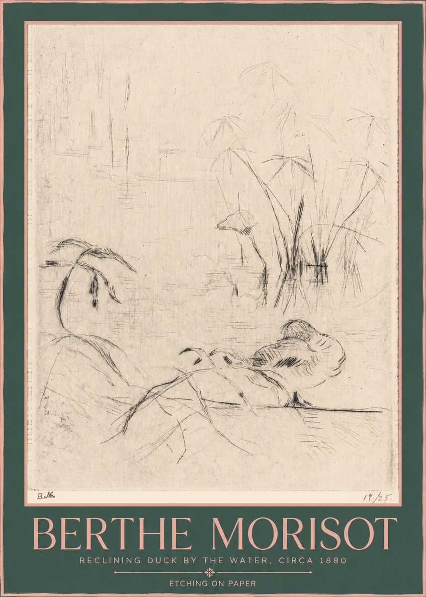 Berthe Morisot Reclining Duck by the Water No2 - Poszter