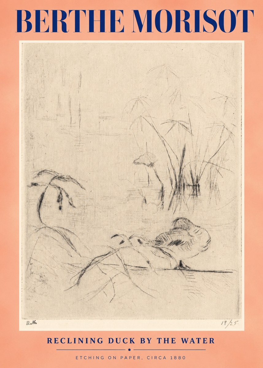 Berthe Morisot Reclining Duck by the Water No3 - Poszter