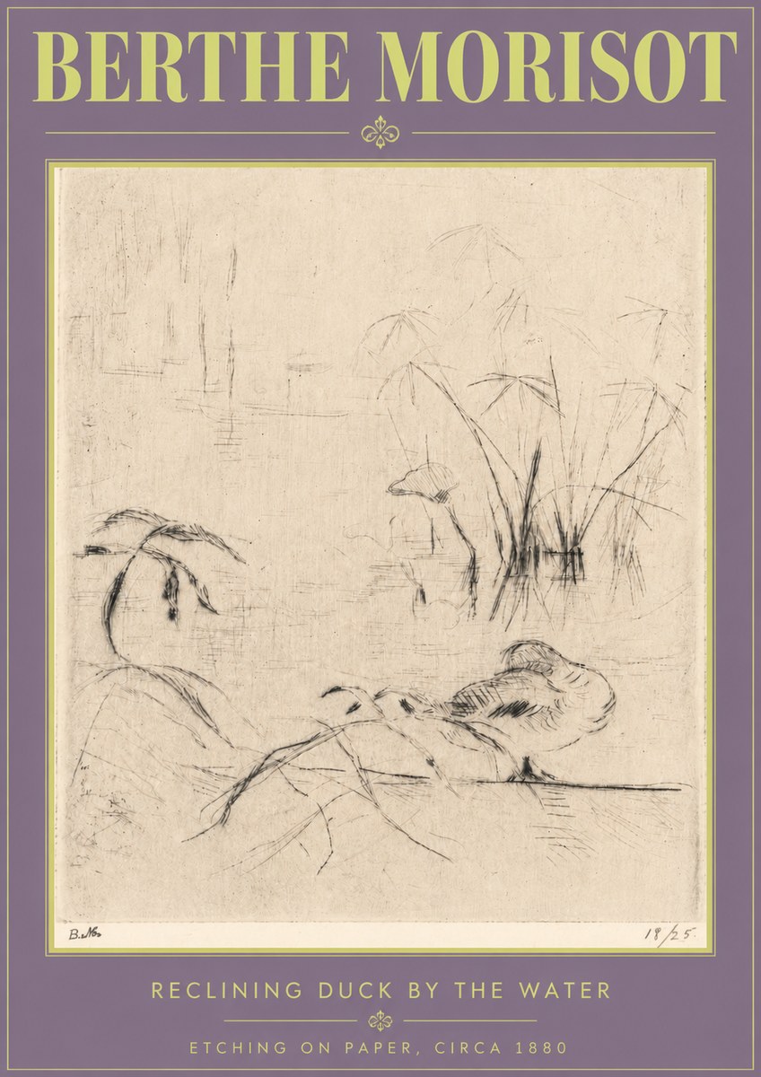 Berthe Morisot Reclining Duck by the Water No4 - Poszter