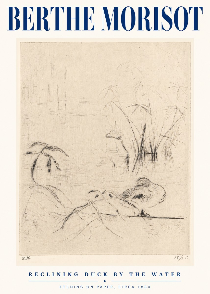 Berthe Morisot Reclining Duck by the Water No5 - Poszter