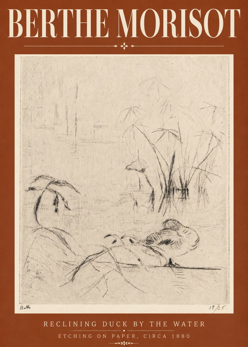 Berthe Morisot Reclining Duck by the Water No6 - Poszter