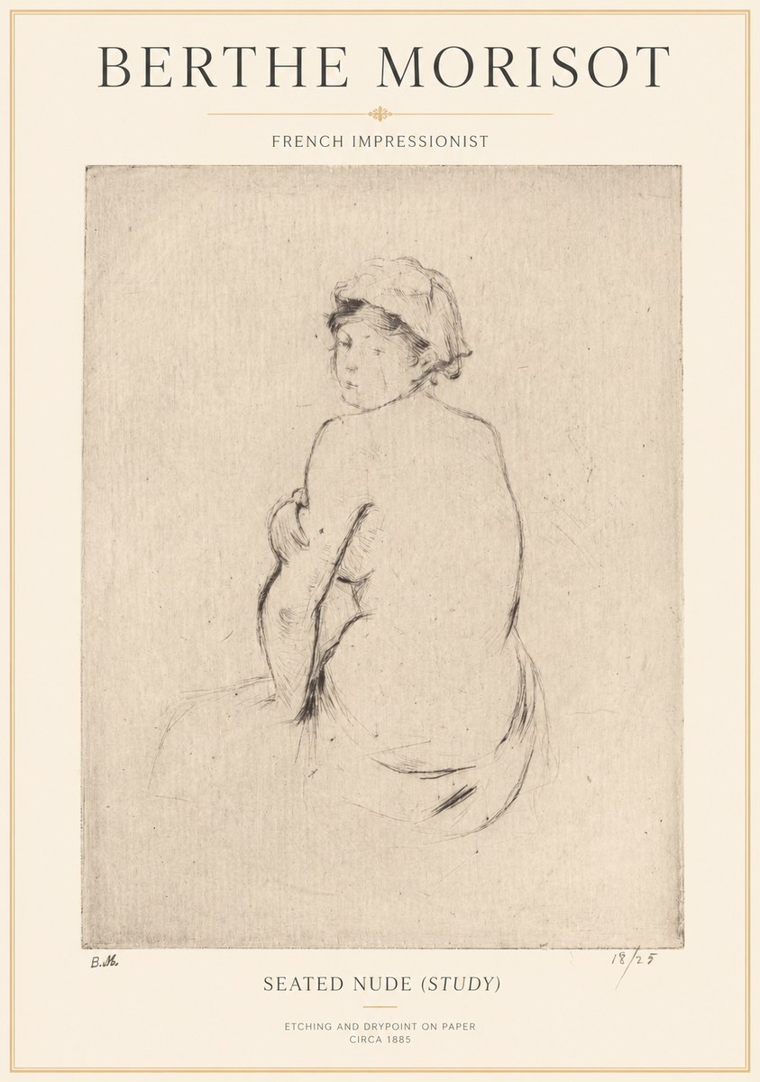 Berthe Morisot Seated Nude (Study) No1 - Poszter