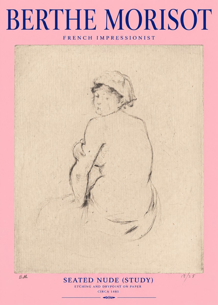 Berthe Morisot Seated Nude (Study) No2 - Poszter