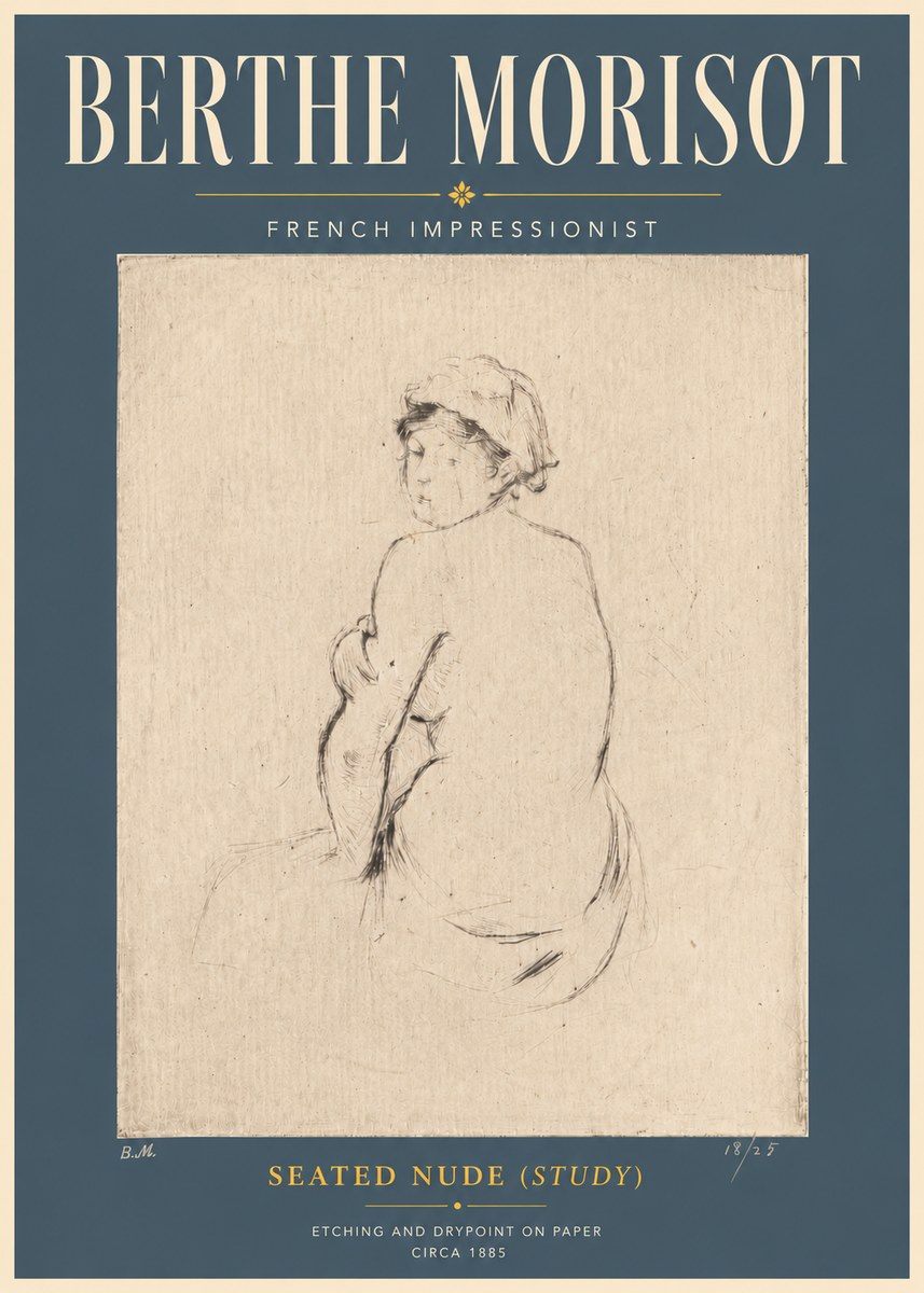 Berthe Morisot Seated Nude (Study) No6 - Poszter