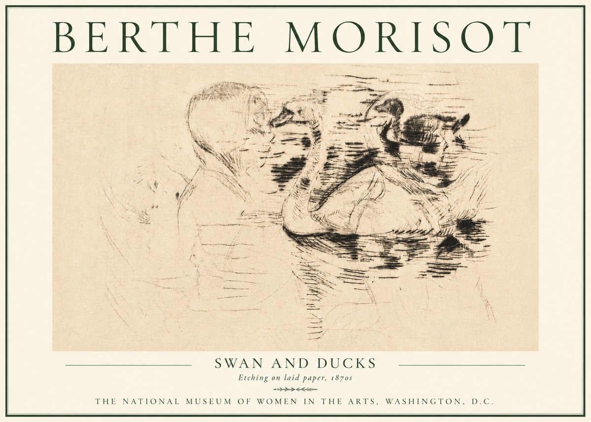 Berthe Morisot Swan and Ducks No4 - Poszter