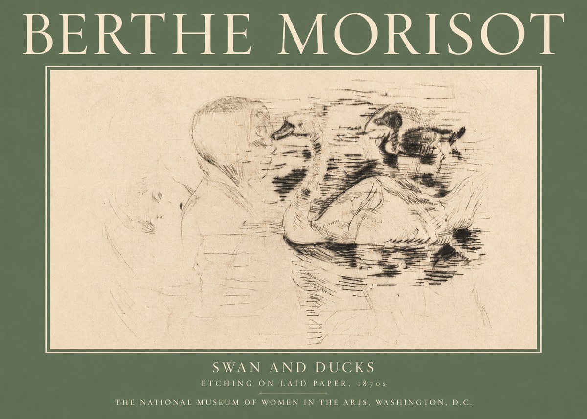 Berthe Morisot Swan and Ducks No5 - Poszter