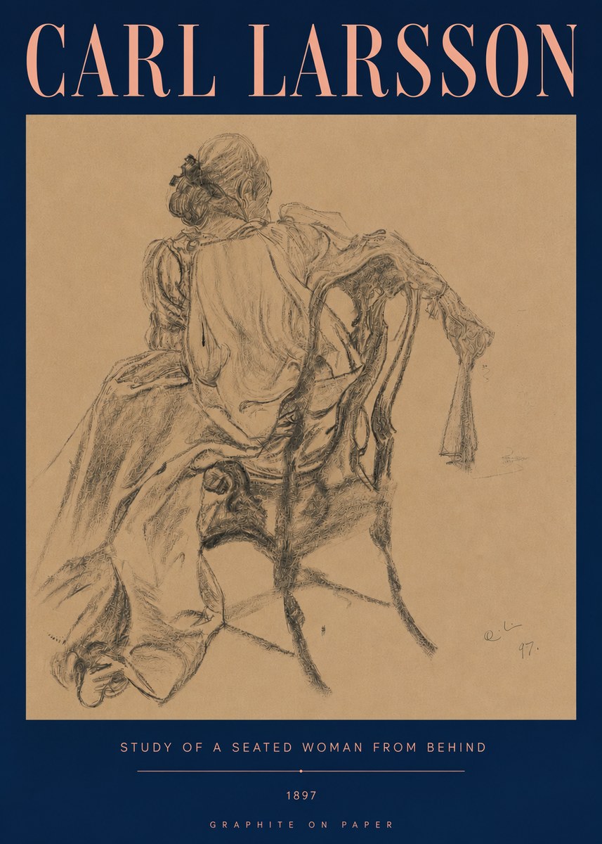 Carl Larsson Study of a Seated Woman from Behind No5 - Poszter