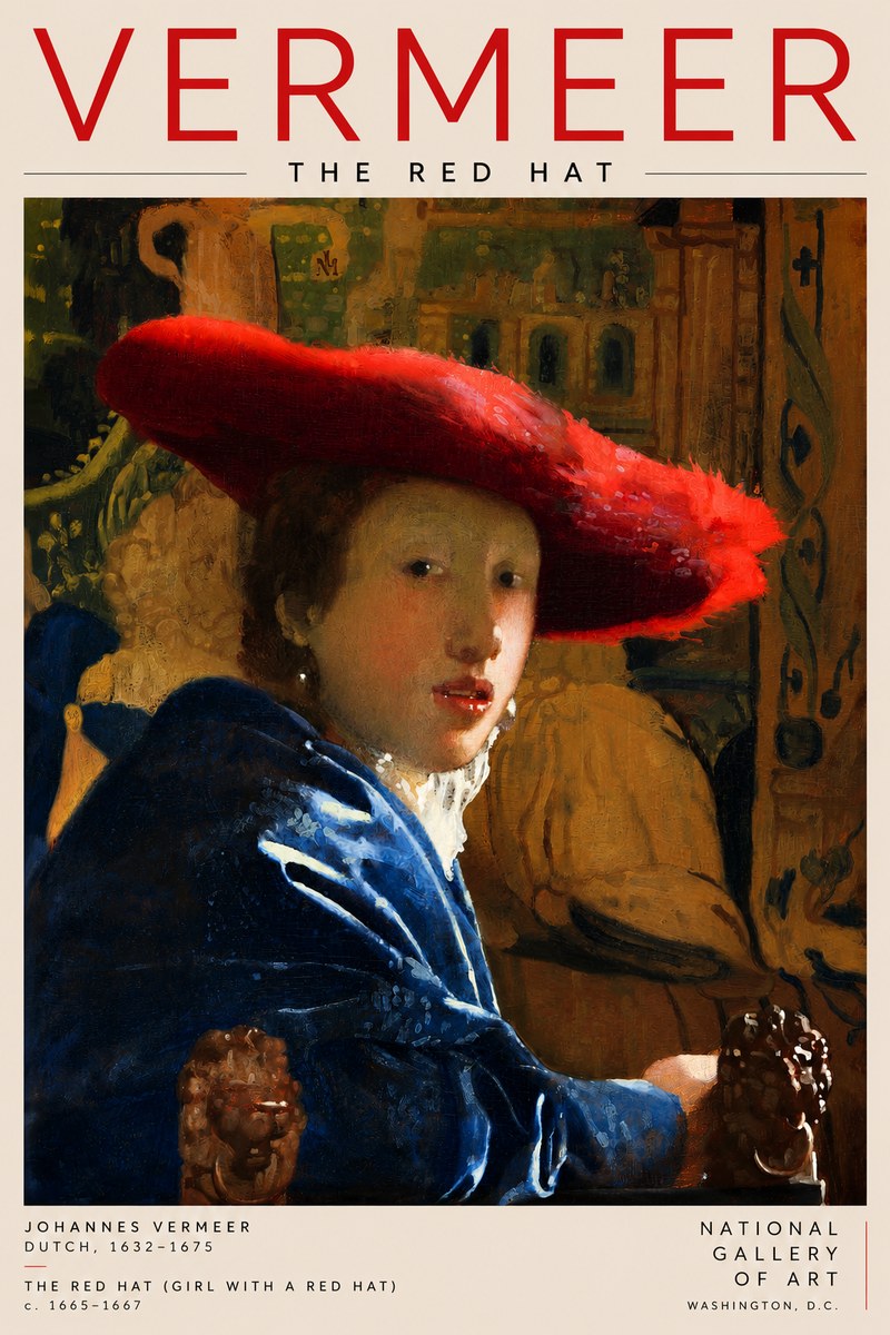Vermeer The Red Hat No2 - Poszter
