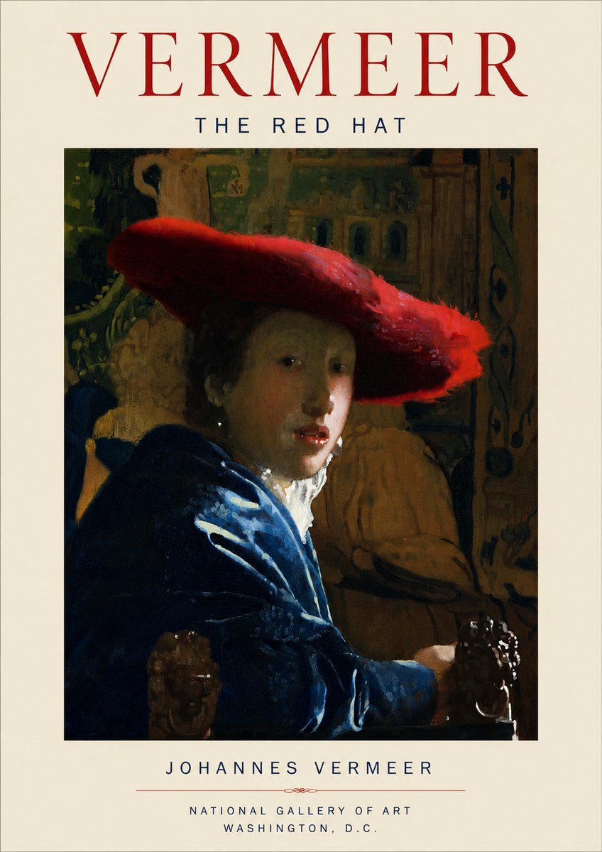 Vermeer The Red Hat No4 - Poszter