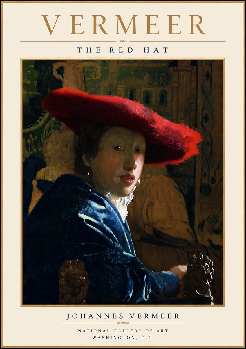 Vermeer The Red Hat No5 - Poszter