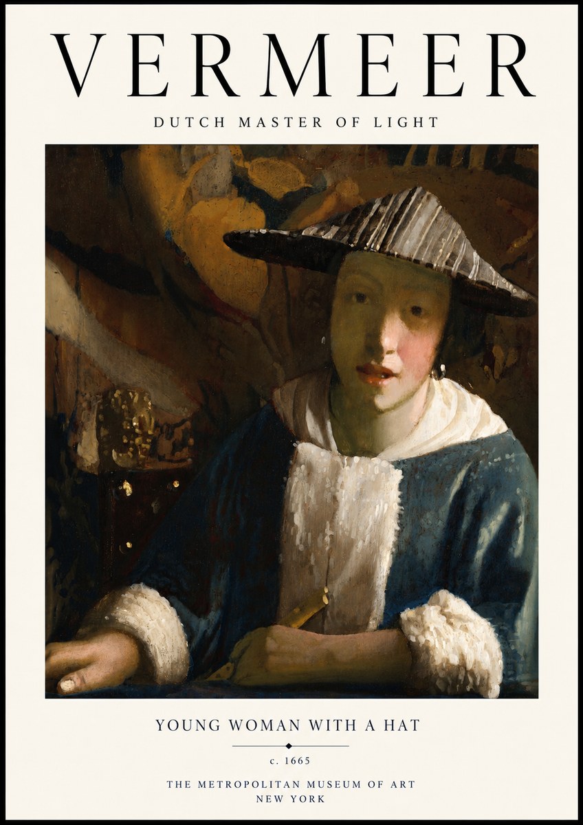 Vermeer Young Woman with a Hat No3 - Poszter