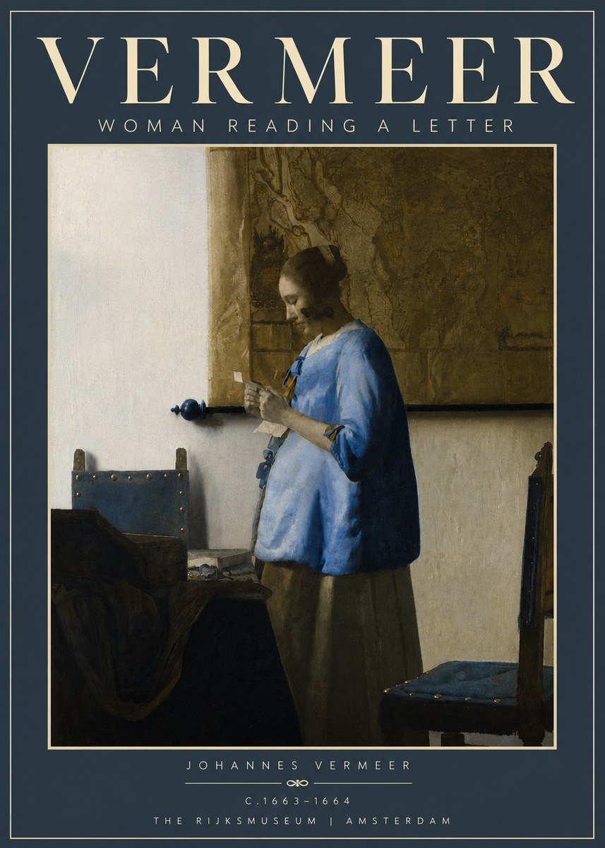 Vermeer Woman Reading a Letter No4 - Poszter
