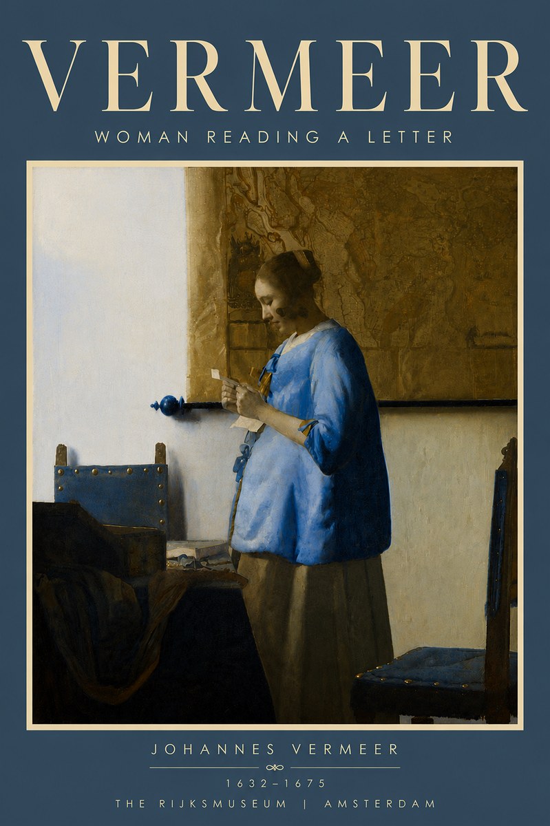 Vermeer Woman Reading a Letter No6 - Poszter