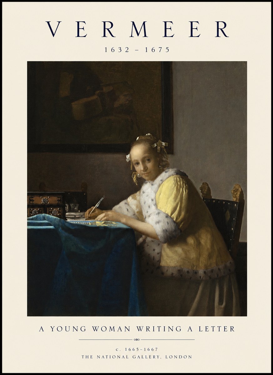 Vermeer A Young Woman Writing a Letter No1 - Poszter