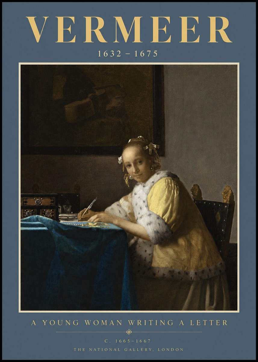 Vermeer A Young Woman Writing a Letter No2 - Poszter
