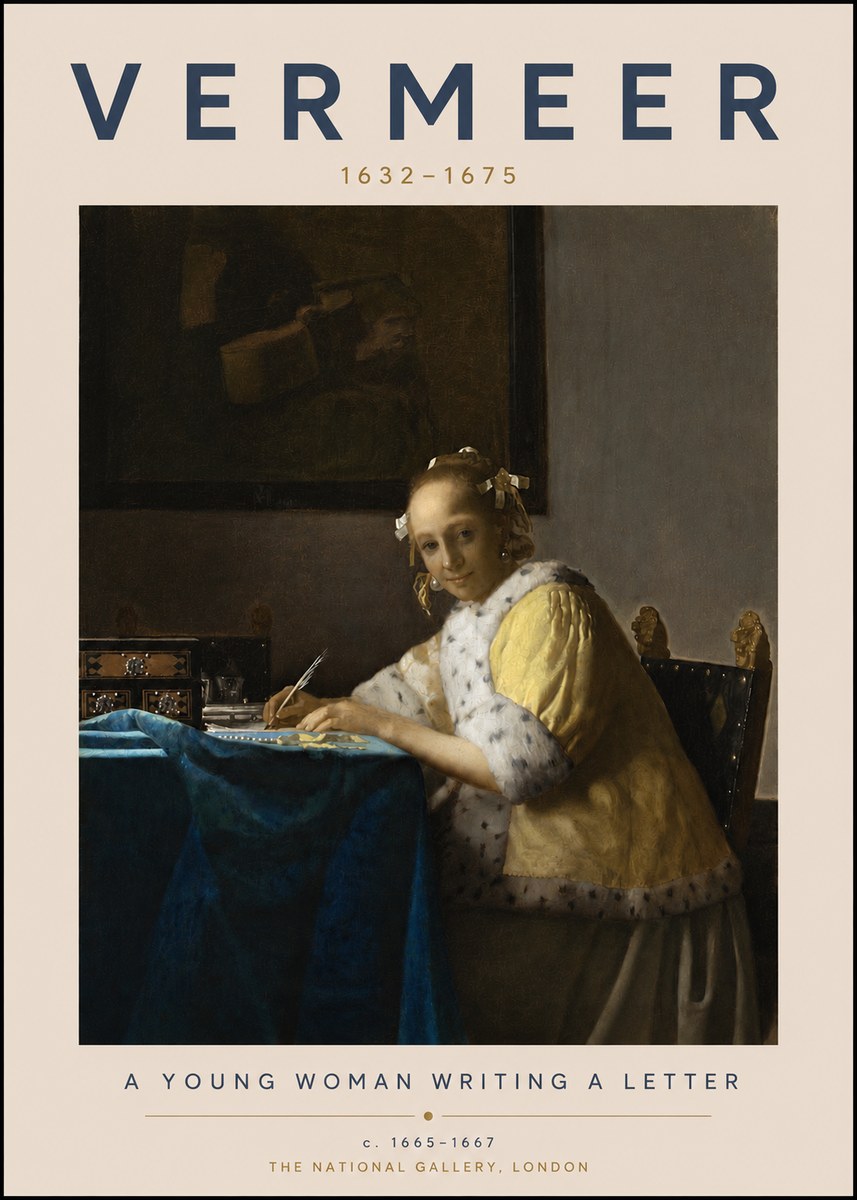 Vermeer A Young Woman Writing a Letter No3 - Poszter