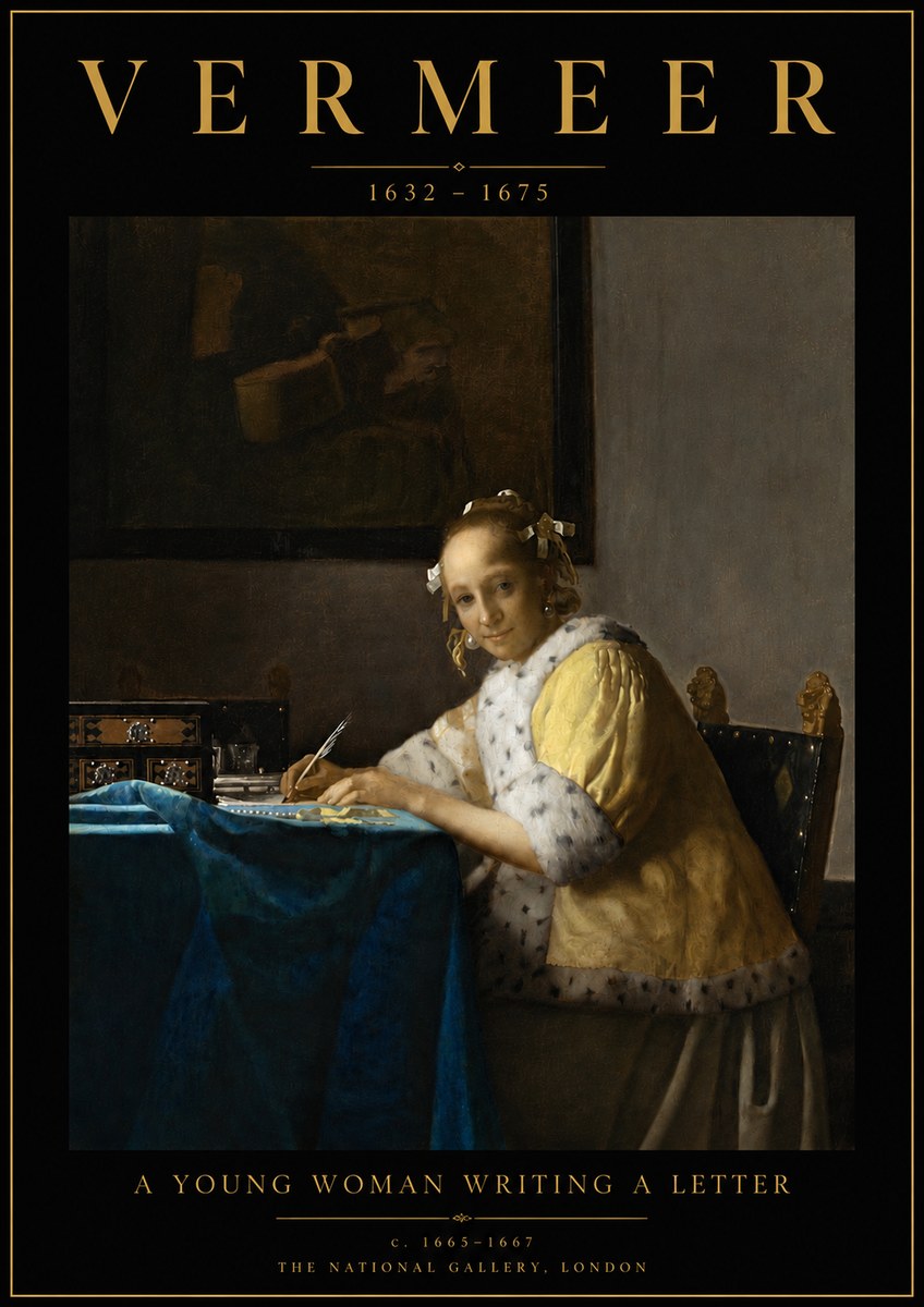 Vermeer A Young Woman Writing a Letter No4 - Poszter