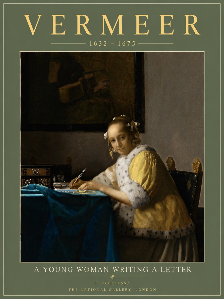 Vermeer A Young Woman Writing a Letter No6 - Poszter