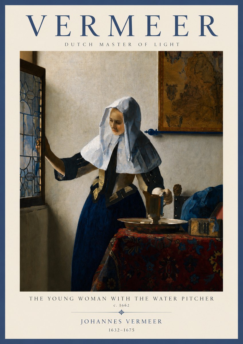 Vermeer The Young Woman with the Water Pitcher No2 - Poszter