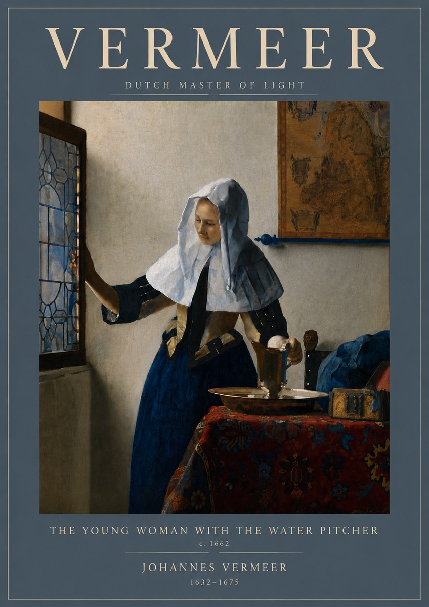 Vermeer The Young Woman with the Water Pitcher No5 - Poszter