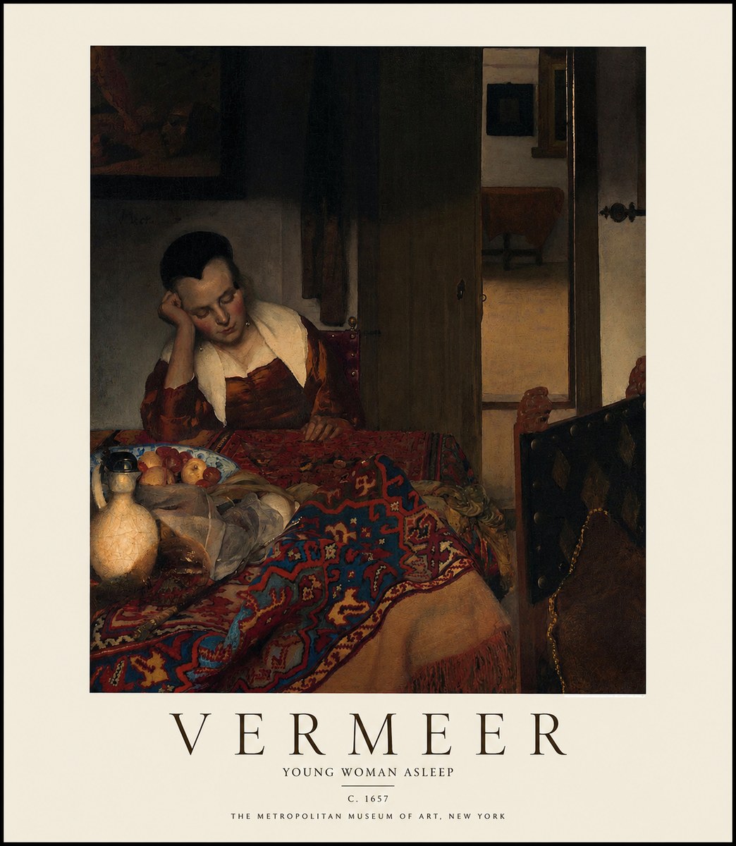 Vermeer Young Woman Asleep No1 - Poszter
