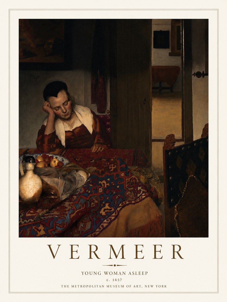 Vermeer Young Woman Asleep No4 - Poszter