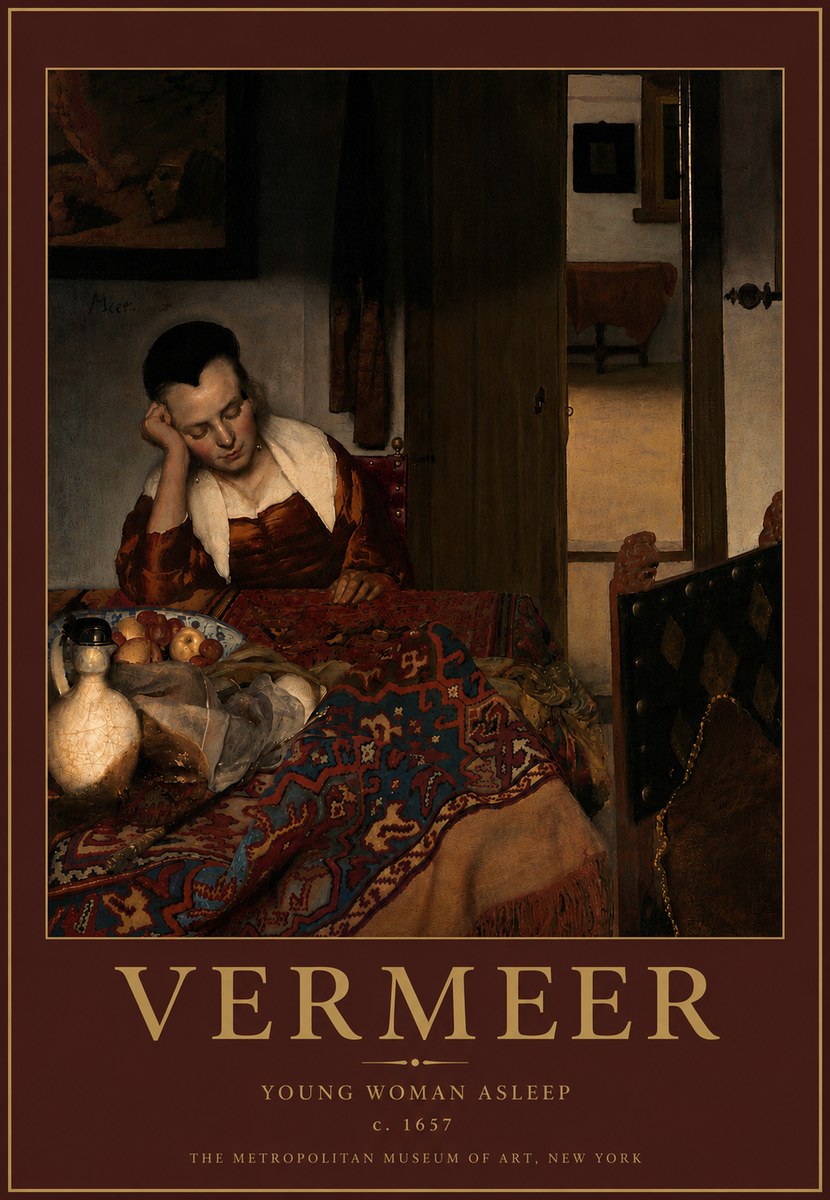Vermeer Young Woman Asleep No5 - Poszter