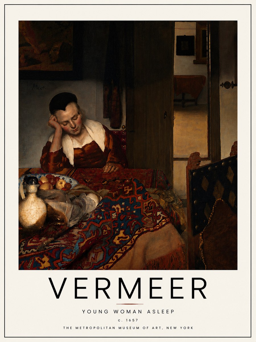 Vermeer Young Woman Asleep No6 - Poszter