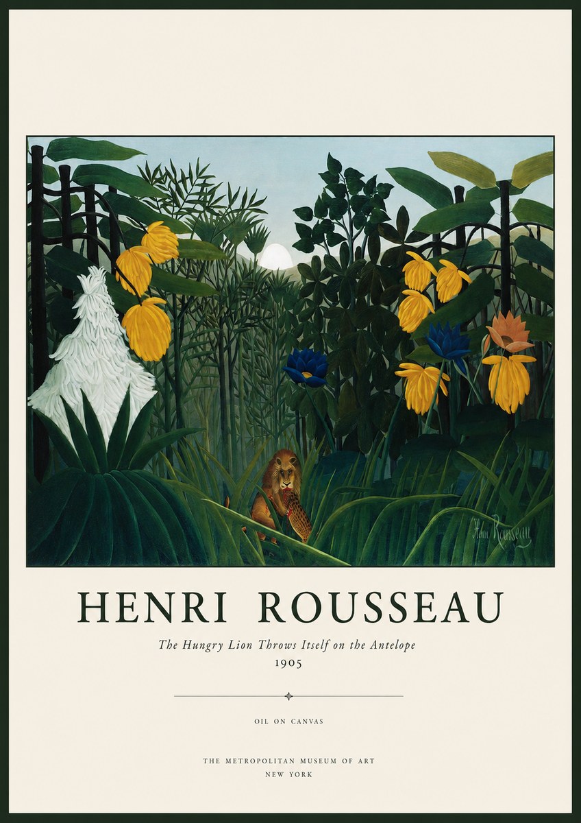 Rousseau The Hungry Lion Throws Itself on the Antelope No1 - Poszter