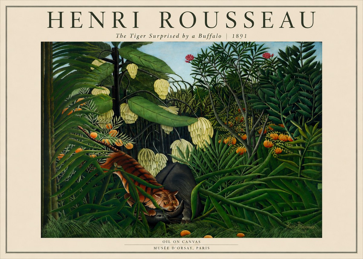 Rousseau The Tiger Surprised by a Buffalo No2 - Poszter