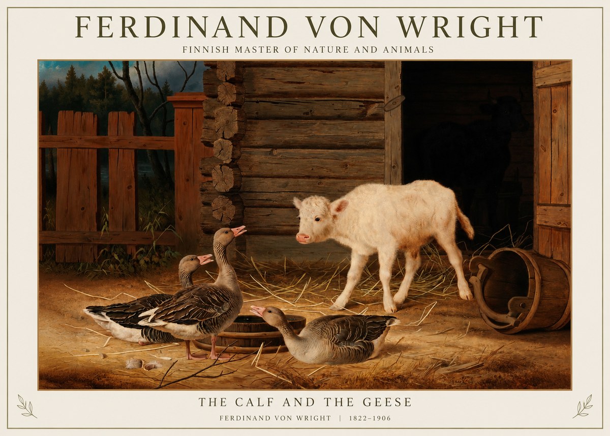 Ferdinand von Wright The Calf and the Geese No1 - Poszter