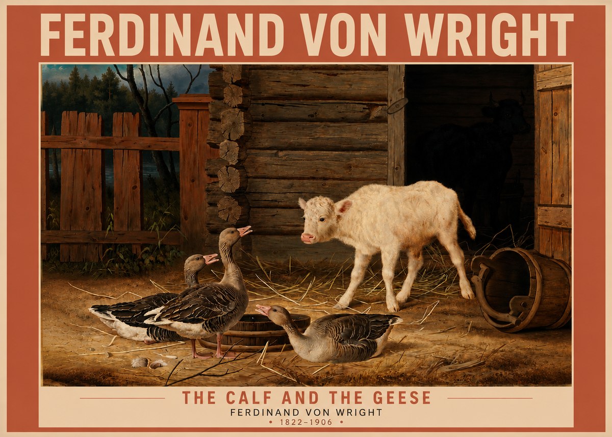 Ferdinand von Wright The Calf and the Geese No3 - Poszter
