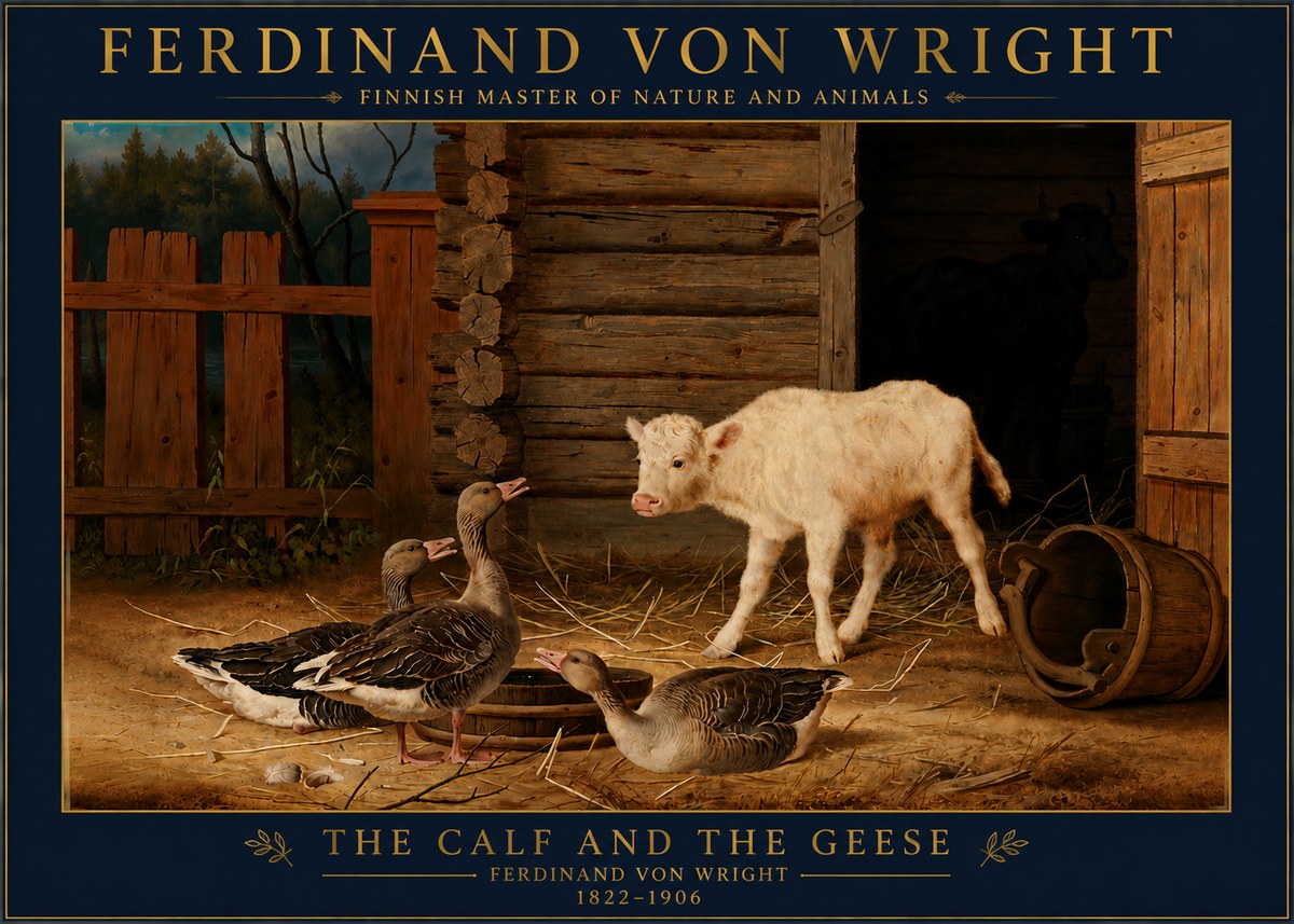 Ferdinand von Wright The Calf and the Geese No4 - Poszter