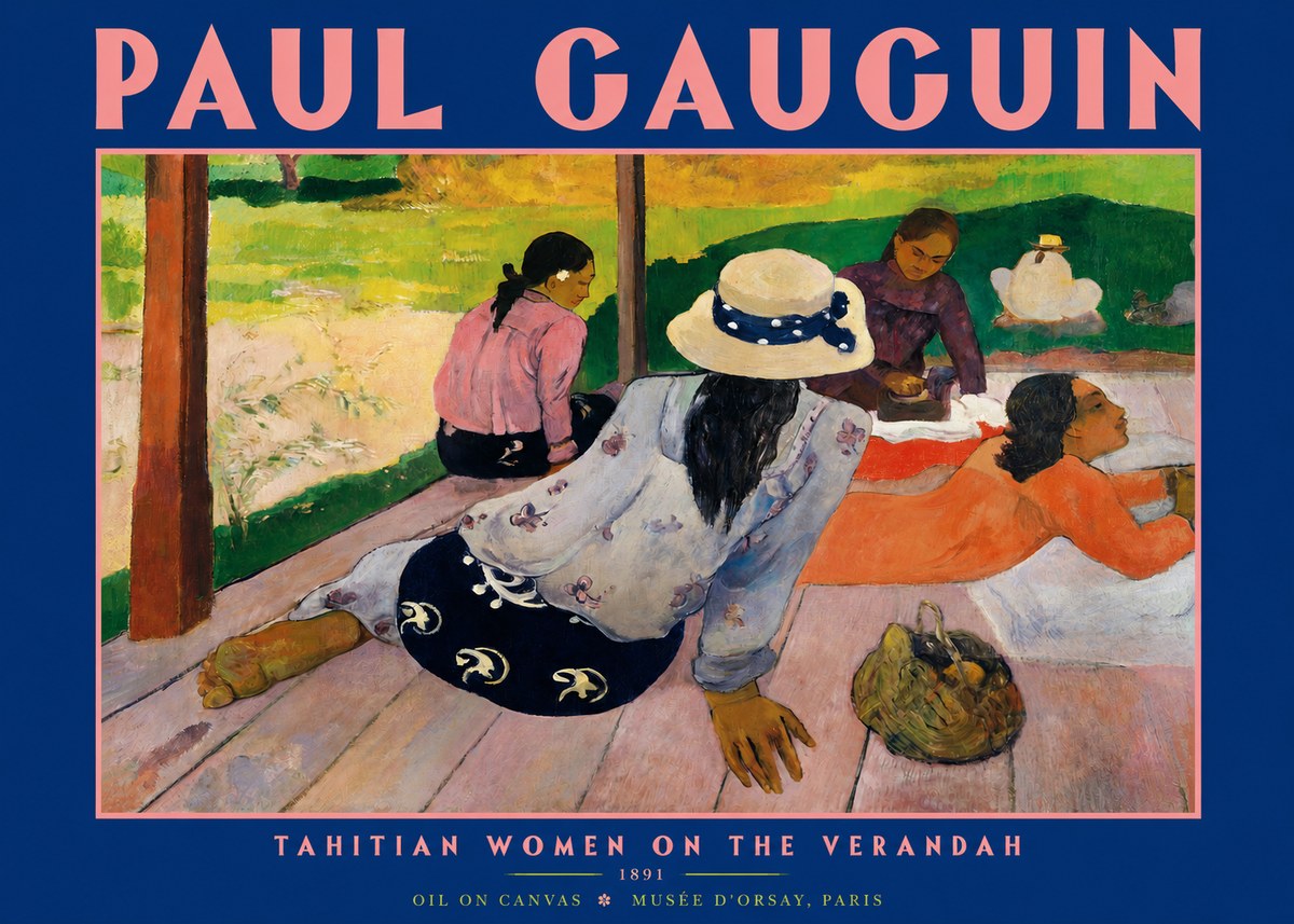 Paul Gauguin Tahitian Women on the Verandah No2 - Poszter