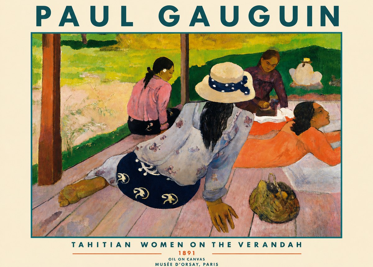 Paul Gauguin Tahitian Women on the Verandah No4 - Poszter