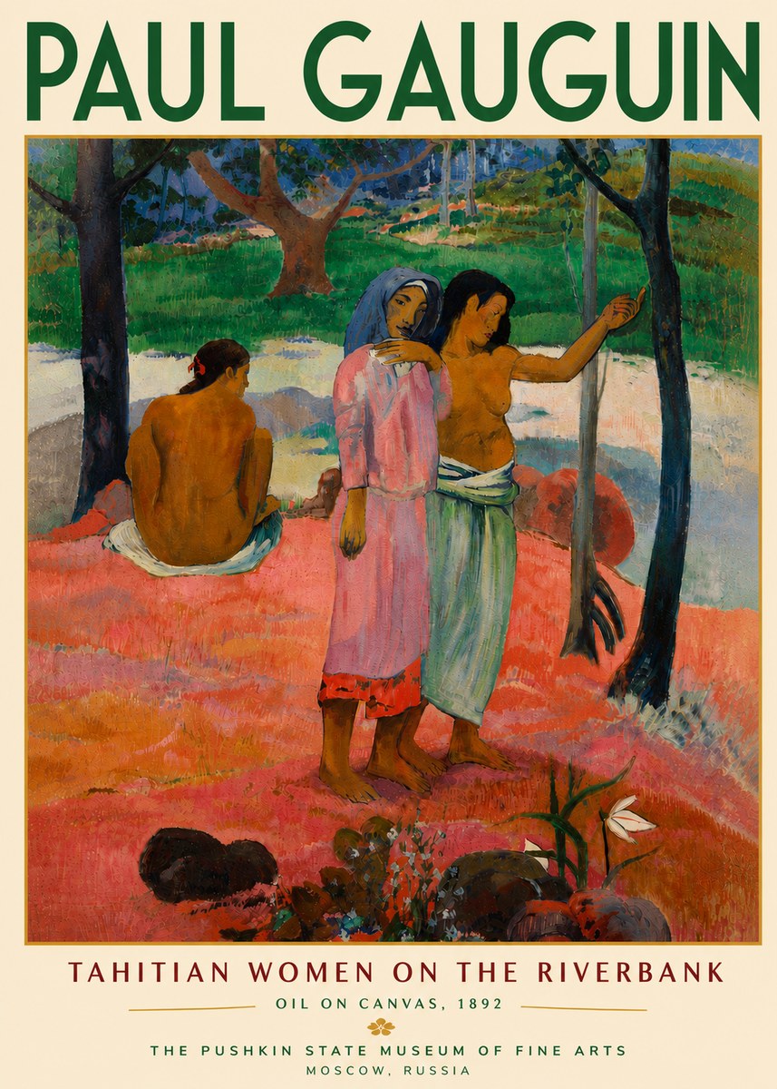 Paul Gauguin Tahitian Women on the Riverbank No6 - Poszter