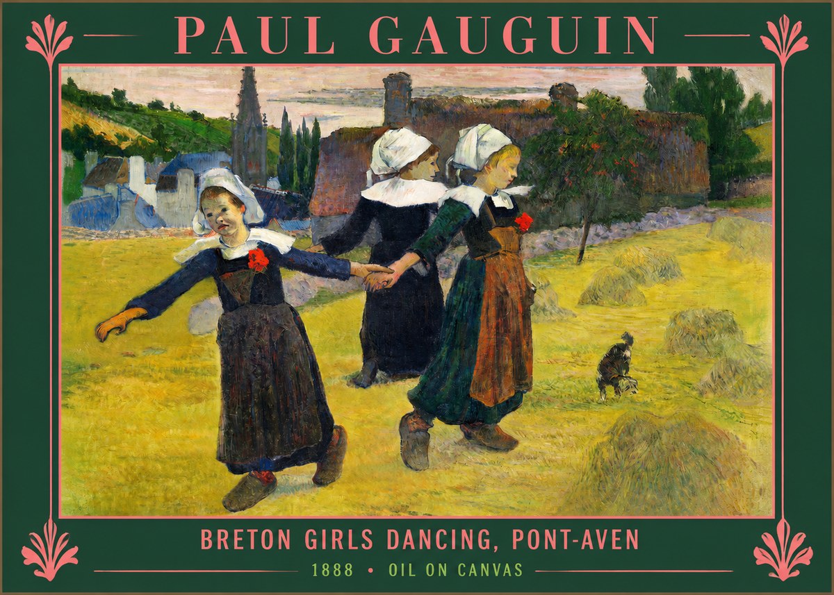 Paul Gauguin Breton Girls Dancing, Pont-aven No2 - Poszter