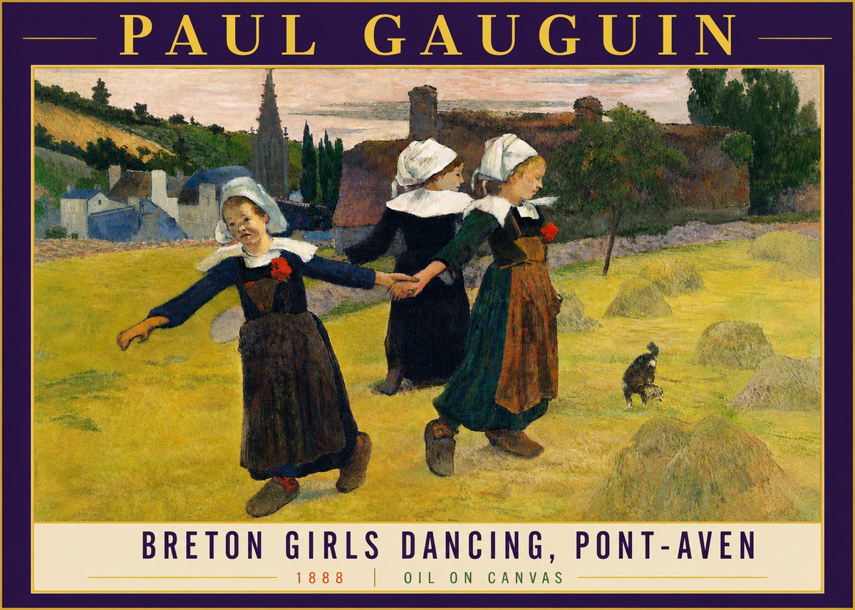 Paul Gauguin Breton Girls Dancing, Pont-aven No4 - Poszter