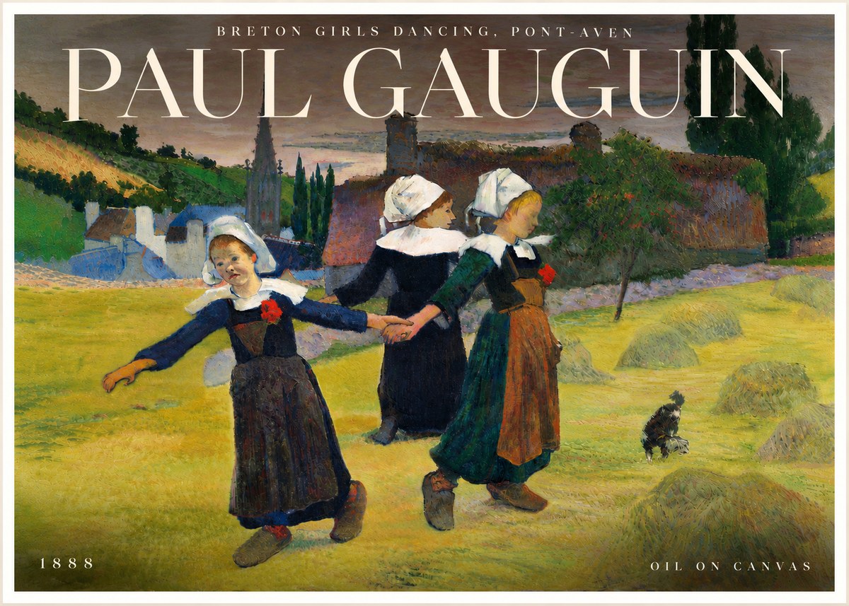 Paul Gauguin Breton Girls Dancing, Pont-aven No6 - Poszter