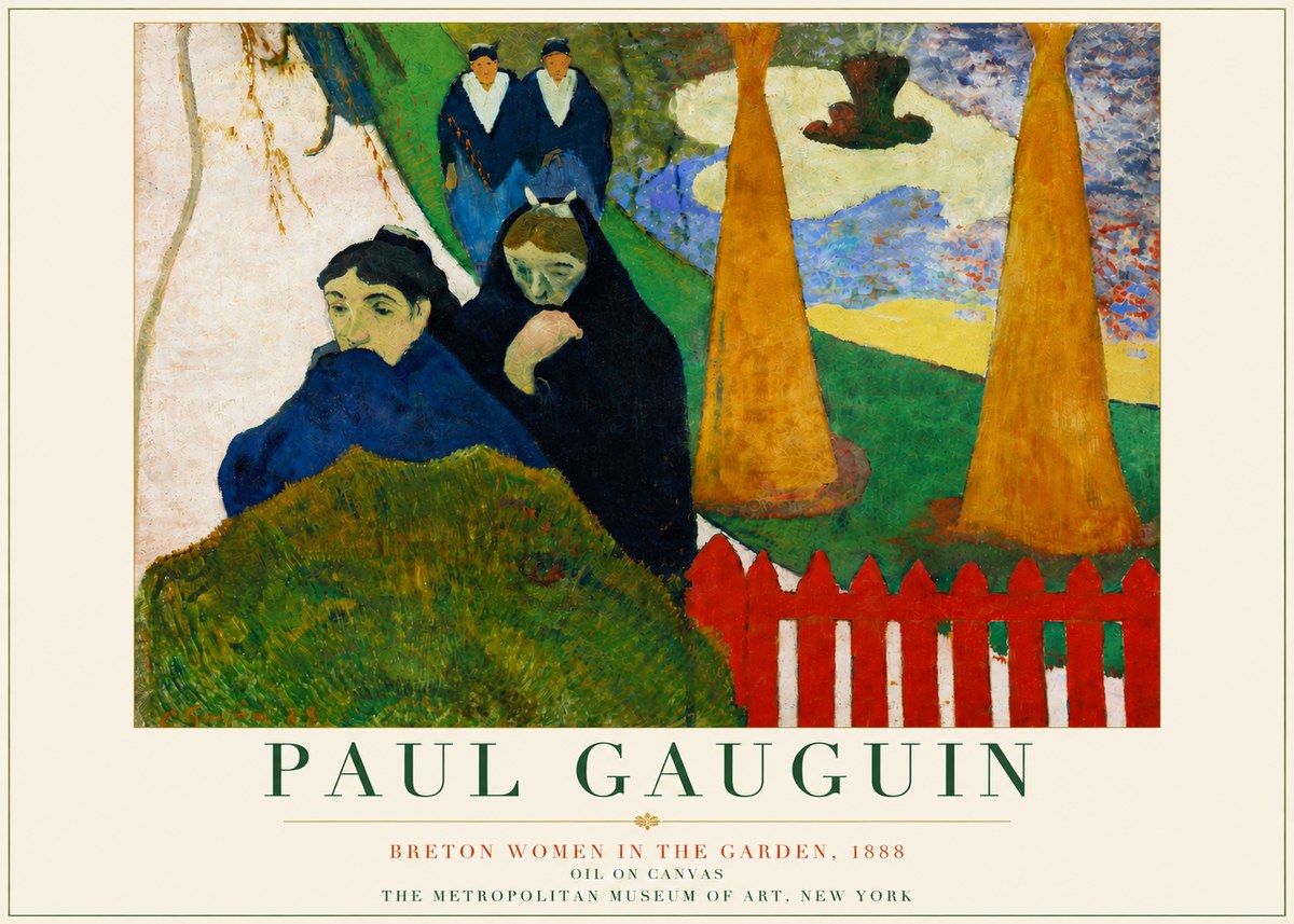 Paul Gauguin Breton Women in the Garden, 1888 No5 - Poszter
