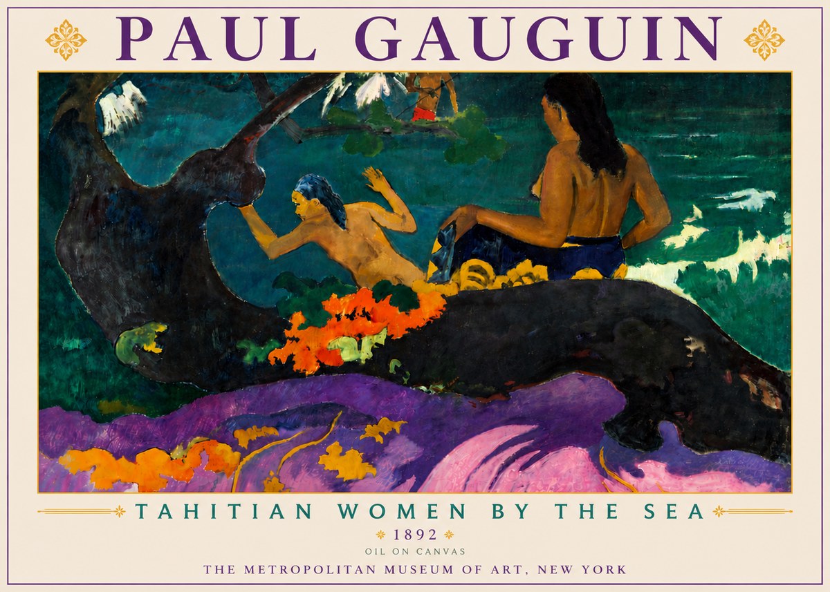 Paul Gauguin Tahitian Women by the Sea No6 - Poszter