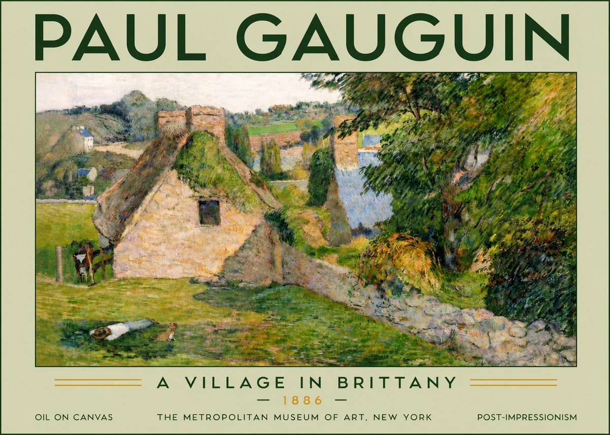 Paul Gauguin A Village in Brittany No6 - Poszter